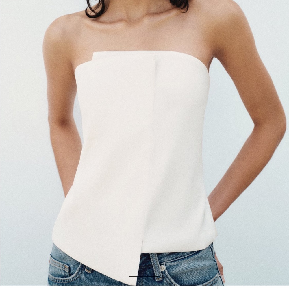Zara White Strapless Top